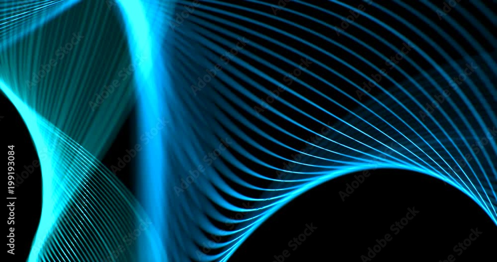 Wall mural abstract 3d rendering frame digital glitter sparks blue particles with geometrical wave shape flowin