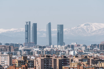 General view of the city of Madrid Spain. Four towers