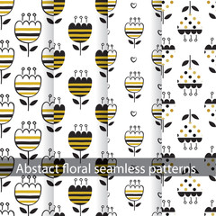 Set of abstract floral patterns