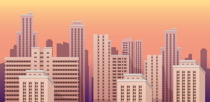 City urban landscape seamless vector illustration.