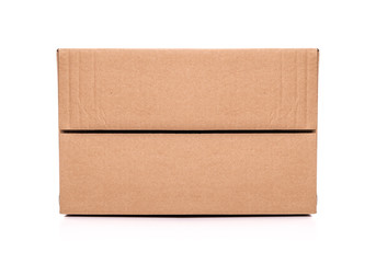 Cardboard mail box isolated on a white background.