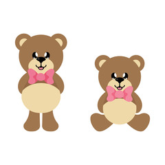 cartoon bear with tie and bear sittiing set