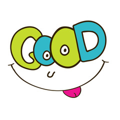 Good smile vector lettering. T-shirt print design. Cute doodle sticker