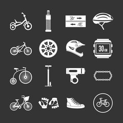 Biking icons set grey vector