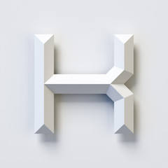 Letter K, square three dimensional font, white, simple, geometric, casting shadow on the background wall, 3d rendering