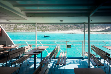 Cruise ship and Greek Island, Crete, Greece