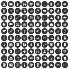 100 criminal offence icons set black circle