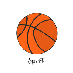 Vector Basketball ball. T-shirt print design. Cute doodle icon.
