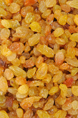 Golden raisins. View from above.