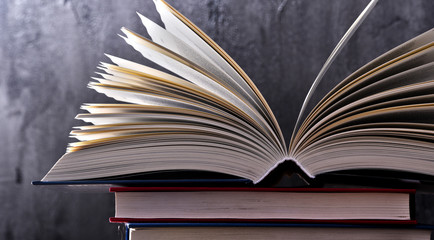 Composition with open book