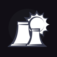 nuclear plants and sun over black background, vector illustration