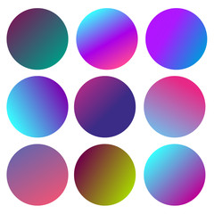 Round gradient set with modern abstract backgrounds. Colorful fluid covers for calendar, brochure, invitation, cards. Trendy soft color. Template with round gradient set for screens and mobile app