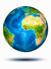Liberia on Earth with white background