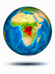 Democratic Republic of Congo on Earth with white background