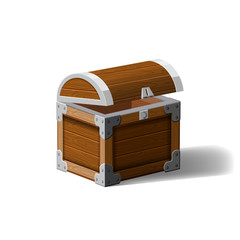 Open pirate chest. wooden box. Symbol of wealth riches. Cartoon flat vector design for gaming interface, vector, isolated