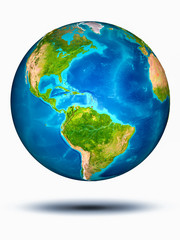 Caribbean on Earth with white background