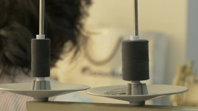 Close up of thread on spool pin