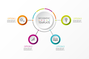 Multicolored infographic template - business icons. Vector.