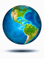 Costa Rica on Earth with white background