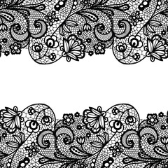 Seamless lace border. Invitation card.