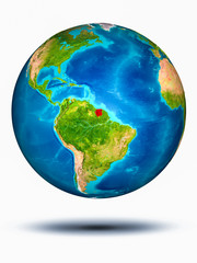 Suriname on Earth with white background