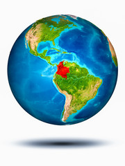 Colombia on Earth with white background