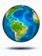 French Guiana on Earth with white background