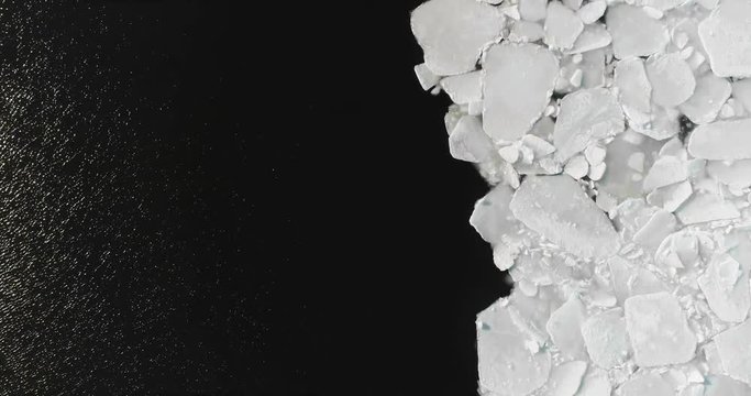 Aerial view of ice on the sea with sunlight. 4 in 1 pack