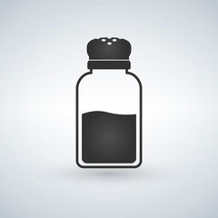 Salt shaker icon in flat style isolated on white background. Baking and cooking ingredient. Vector illustration.