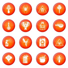 Poison danger toxic icons set red vector