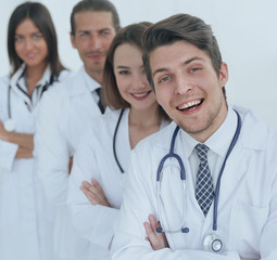 Portrait of confident happy group of doctors