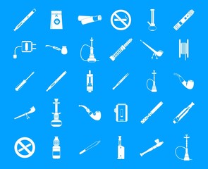 Smoking icon blue set vector