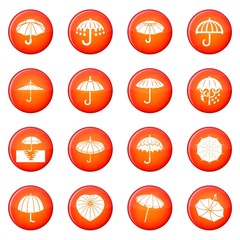 Umbrella icons set red vector