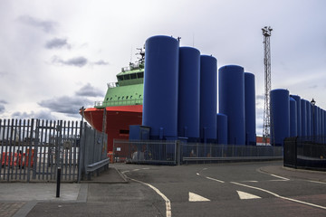 Fototapeta na wymiar Vessel in Aberdeen harbour. Scotland, UK. 