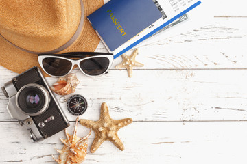 Summer time background with accessories