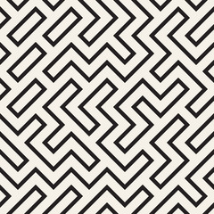 Stylish lines lattice. Ethnic monochrome texture. Abstract geometric background design. Vector seamless pattern.