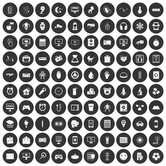 100 app icons set black circle