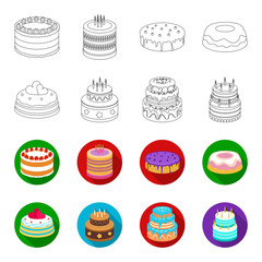Sweetness, dessert, cream, treacle .Cakes country set collection icons in outline,flet style vector symbol stock illustration web. © pandavector