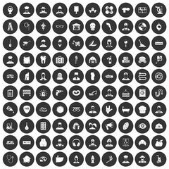 100 different professions icons set black circle