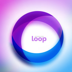 Loop circle business icon, created with glass transparent color shapes