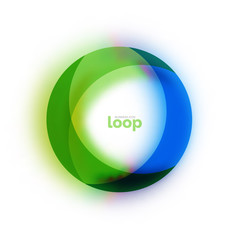 Loop circle business icon, created with glass transparent color shapes