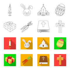 Cross, bible, gift and carrots.Easter set collection icons in outline,flet style vector symbol stock illustration web. © pandavector