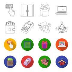 Purse, money, touch, hanger and other equipment. E commerce set collection icons in outline,flet style vector symbol stock illustration web. © pandavector