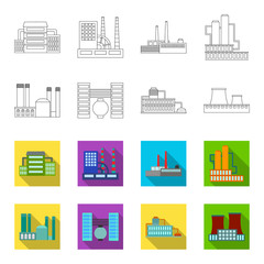 Industry, production.Factory set collection icons in outline,flet style vector symbol stock illustration web. © pandavector