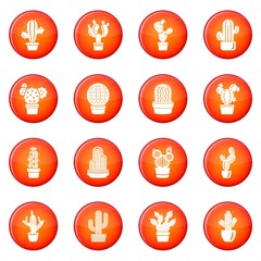 Cactus icons set red vector