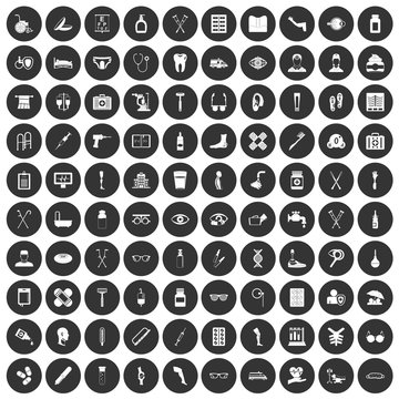 100 disabled healthcare icons set black circle