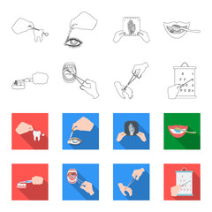 Dental care, wound treatment and other web icon in outline,flet style.oral treatment, eyesight testing icons in set collection. © pandavector