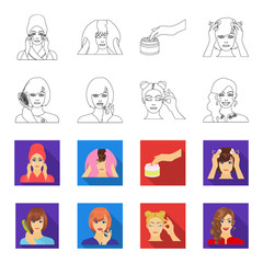 Hairdresser, cosmetic, salon, and other web icon in outline,flet style.Means, hygiene, care icons in set collection. © pandavector