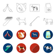 Dog, cow, cattle, pet .Vet Clinic set collection icons in outline,flet style vector symbol stock illustration web. © pandavector