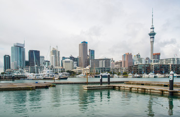 Obraz premium Scenery view of Viaduct Harbour in the central of Auckland, New Zealand.